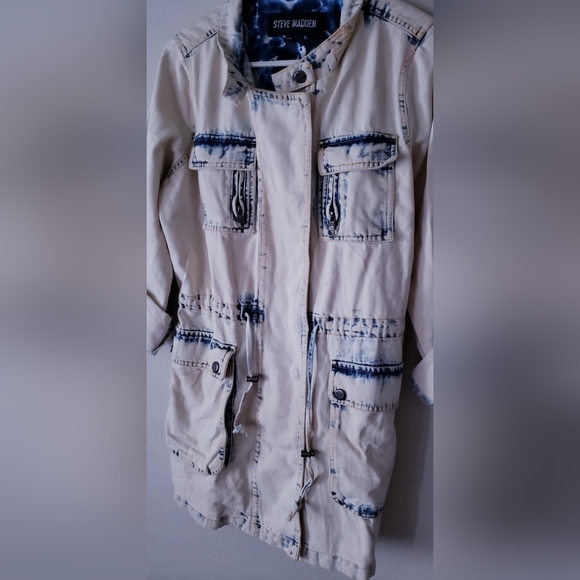 Steve Madden Womens Acid Was Denim Anorak Jacket - Picture 2 of 8